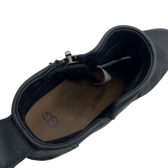 UGG Aureo Black Leather Slip On Side Zip Casual Comfy Ankle Boots - Picture 5 of 7